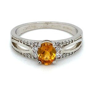 Spessartite 1.02ct Platinum Finish Silver Ring